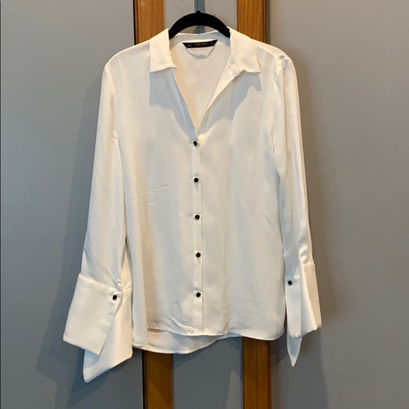 white satin blouse zara